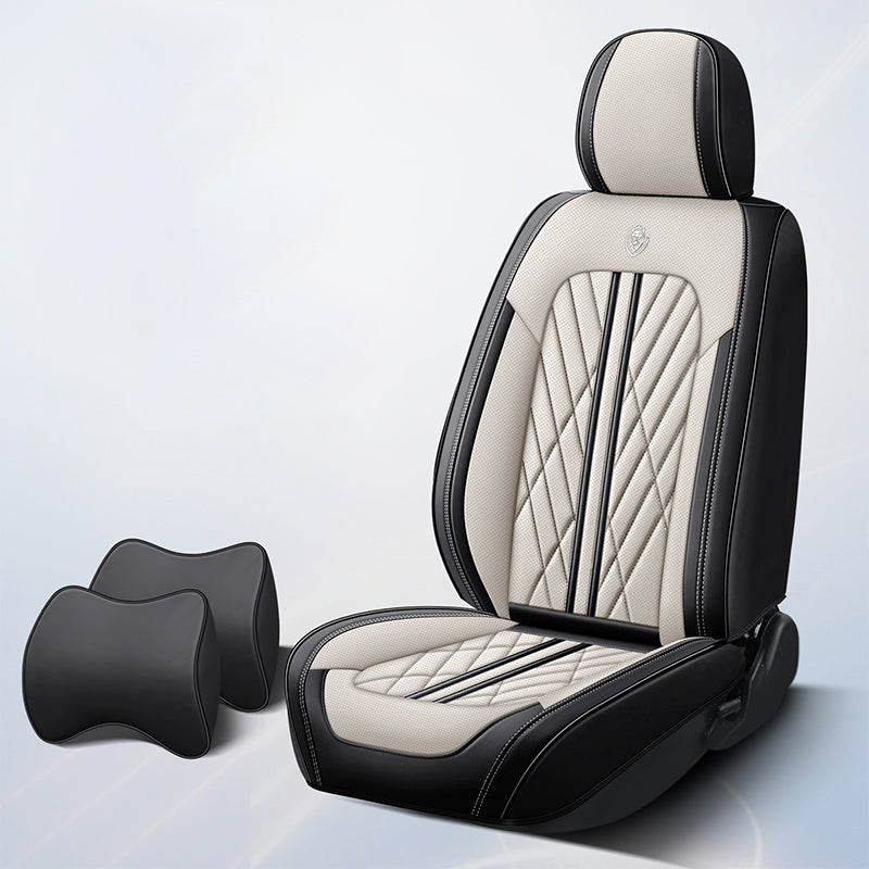 BediffAuto Universal Fit for Most Vehicles Breathable Napa Leather Car Seat Cover Protection Set