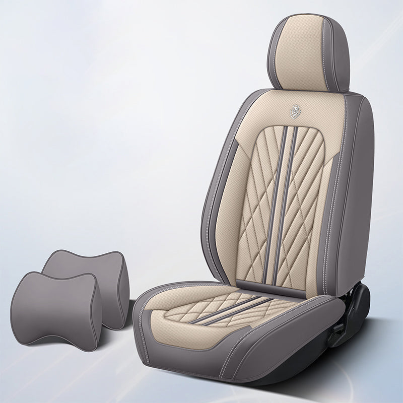 BediffAuto Universal Fit for Most Vehicles Breathable Napa Leather Car Seat Cover Protection Set